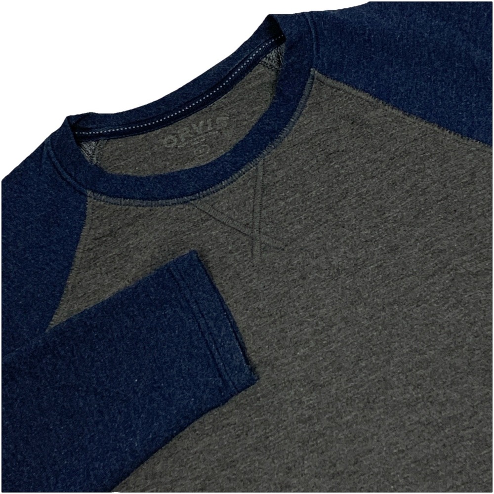 Orvis Classic Collection Raglan Long Sleeve Shirt Men's M Gray Blue Colorblock